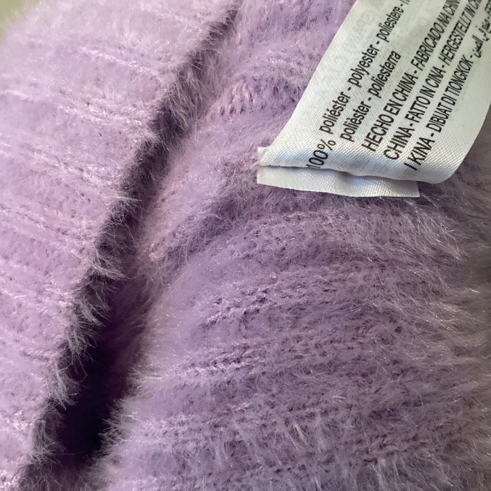 Zara Purple Pastel Soft Knit Fuzzy Hoodie Sweater Cropped Top - Picture 13 of 15